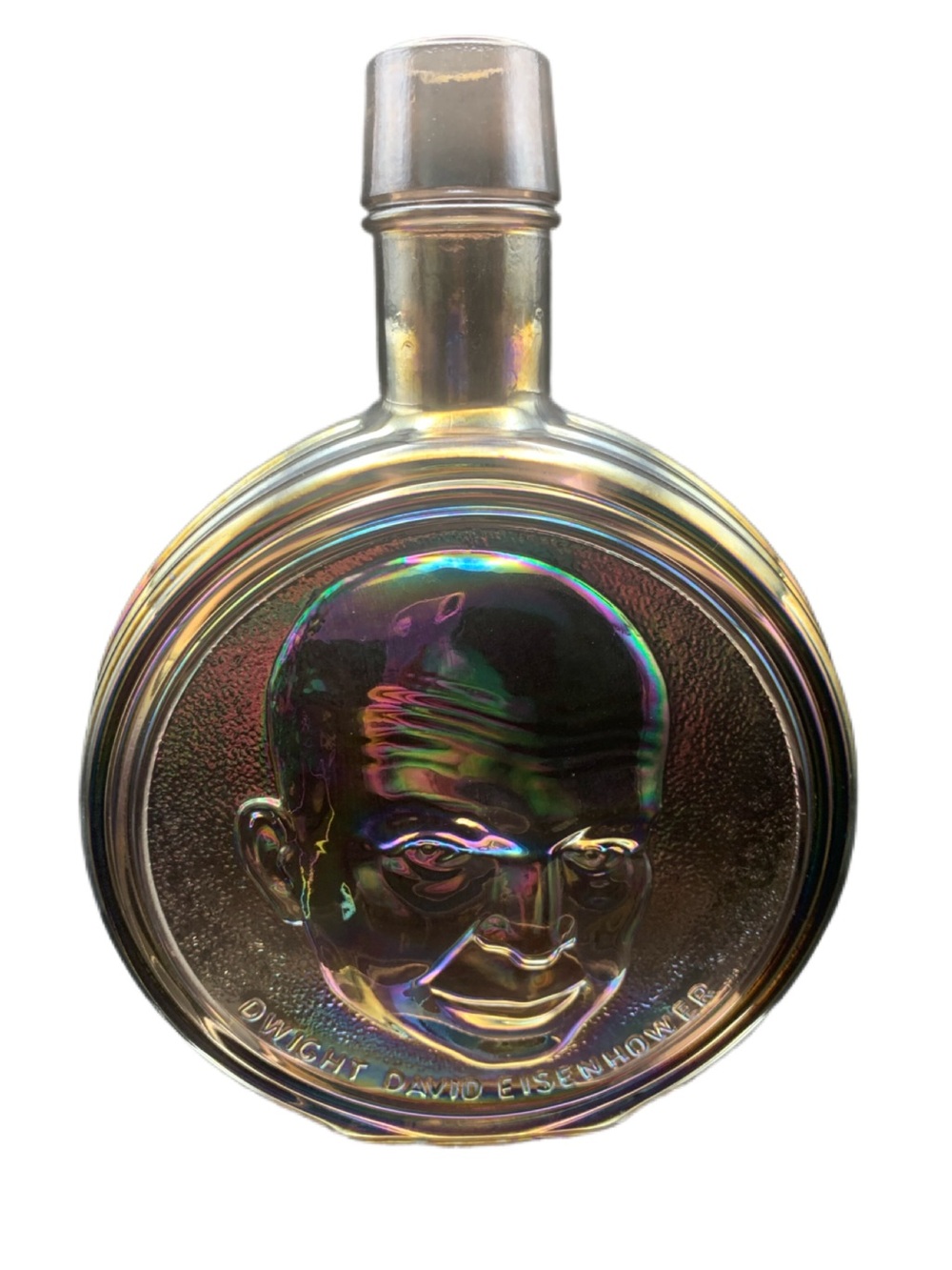 Vintage Wheaton Dwight D Ike Eisenhower Peace With Justice Iridescent Bottle